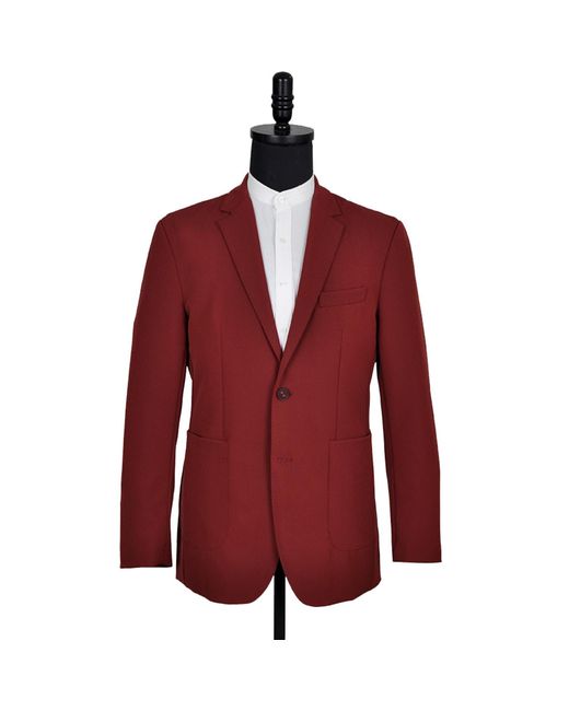 DAVID WEJ Red Ashford Relaxed Single Breasted Blazer – Burgundy for men