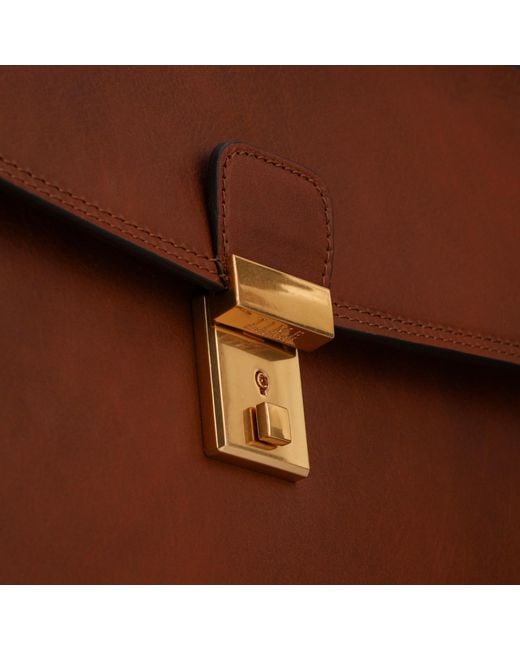 Time Resistance Brown Leather Briefcase for men