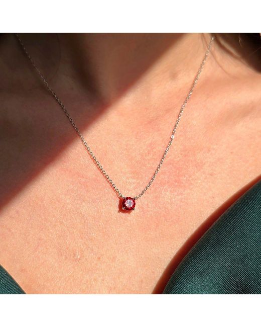 Harfi Pink Ruby Moissanite Crystal Sterling Necklace