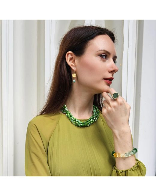 Farra Green Natural Shell Multi-Layers Necklace