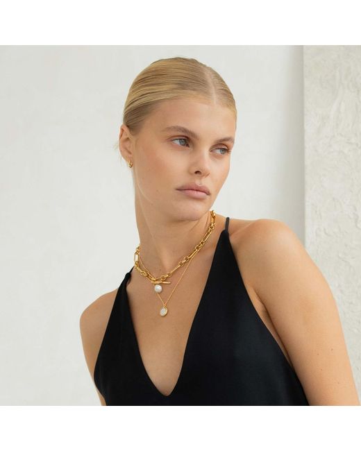 Arctic Fox & Co. Metallic Molten Chunky Chain Pearl Necklace