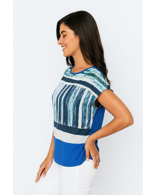 Conquista Blue Printed Egg-Shaped Jersey Top – Soft Viscose Blend