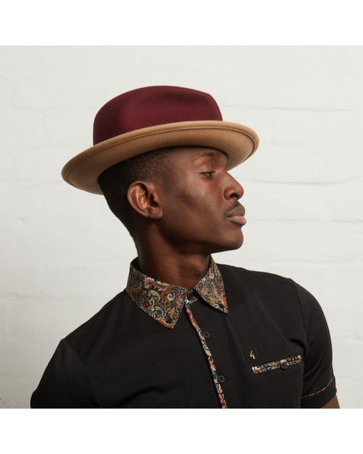 Dasmarca Hats Red Gangstar Burgundy Camel Felt Hat for men