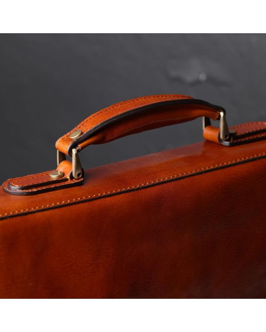 Time Resistance Brown Leather Briefcase Laptop Bag for men