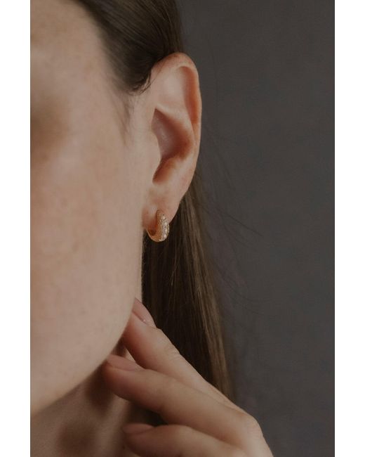 Claire Hill Designs Metallic Pearl Huggie Hoop Earrings