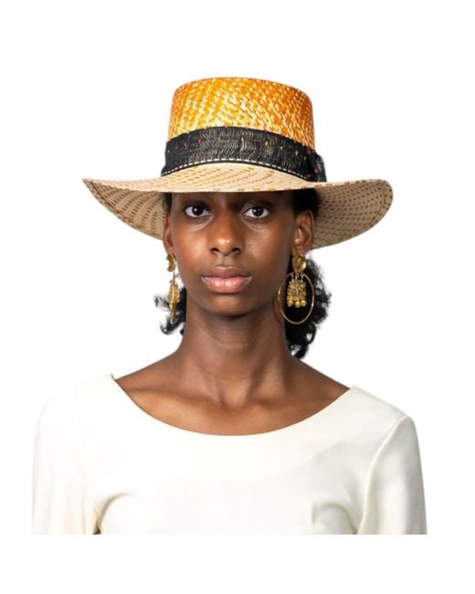 ORTUS Orange Neutrals Lulo Straw Boater Hat