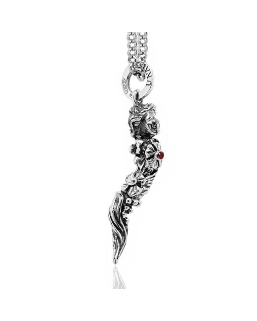 Unaloe Metallic Sterling Necklace With Goddess Of Fortune With Natural Ruby