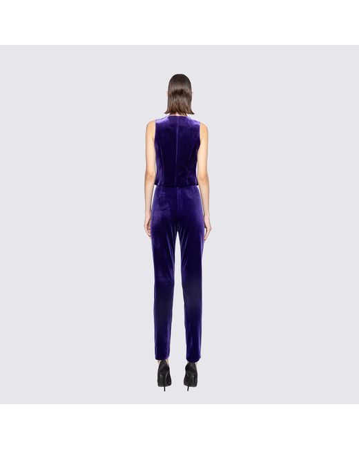 Nissa Blue High-Waisted Velvet Pants