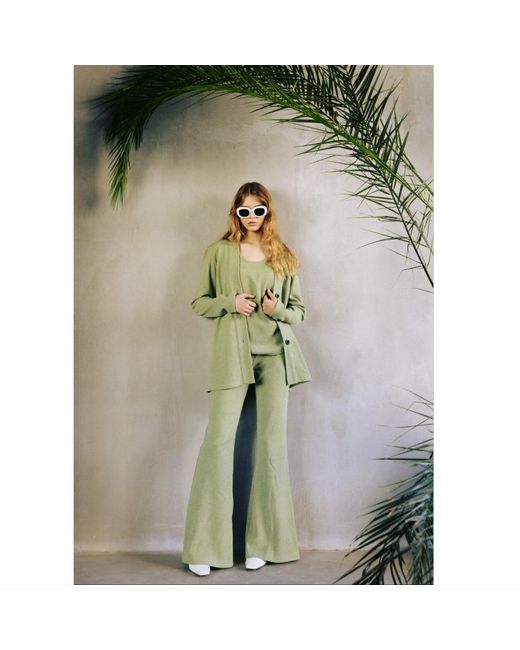 Julia Allert Green Casual Wooly Three-piece Suit