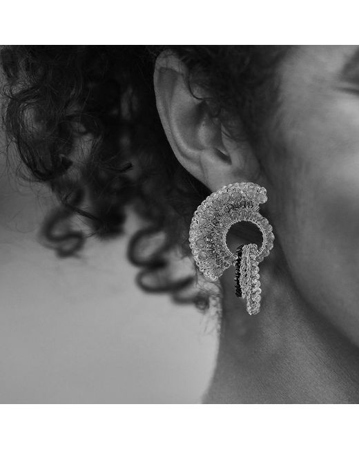 Lavish by Tricia Milaneze Green / Neutrals Bronze Blue Mix Sophia Handmade Crochet Earrings
