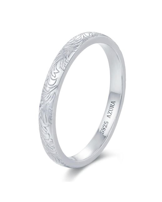 Azura Jewelry New York White Everwood Carved Band Vermeil