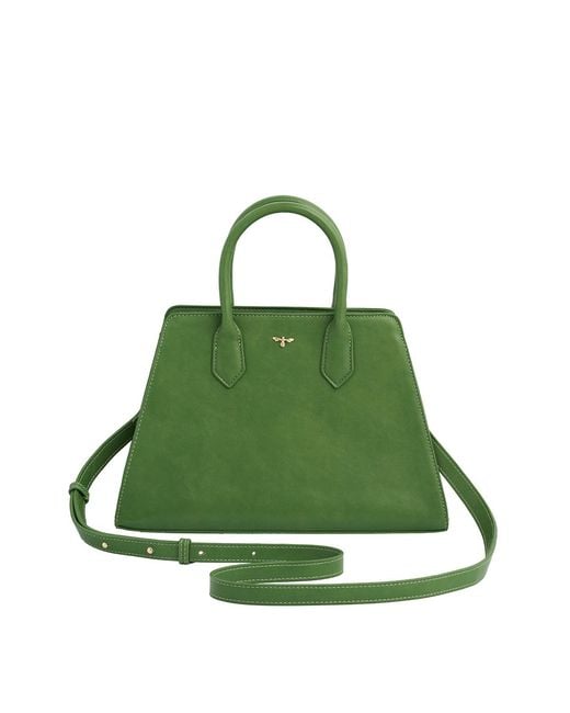 Fable England Green Garden Floral Structured Tote Bag Medium