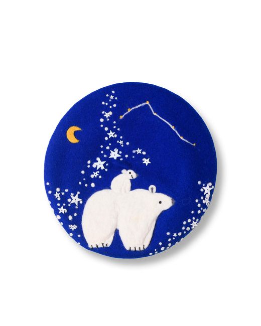 Heartfelt Layers Blue Polar Bear Constellation Beret