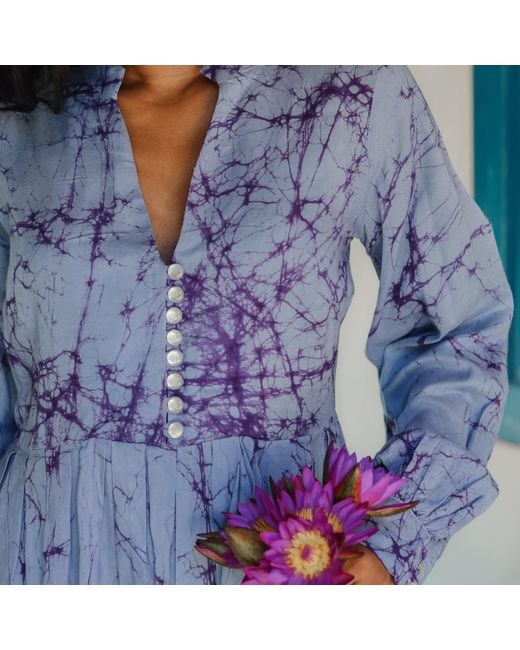 Celeste Mendis Blue Midnight Bloom Dress