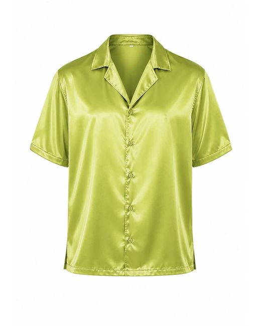 Hustle Green Acid Lemonade Satin-Shirt for men