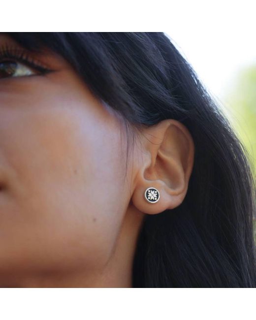 Pearl Code Black Handmade Stud Earrings – Geometric Star Design