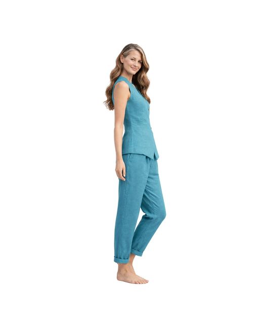 Lumina Eligma Blue The Isla Linen Vest Ensemble