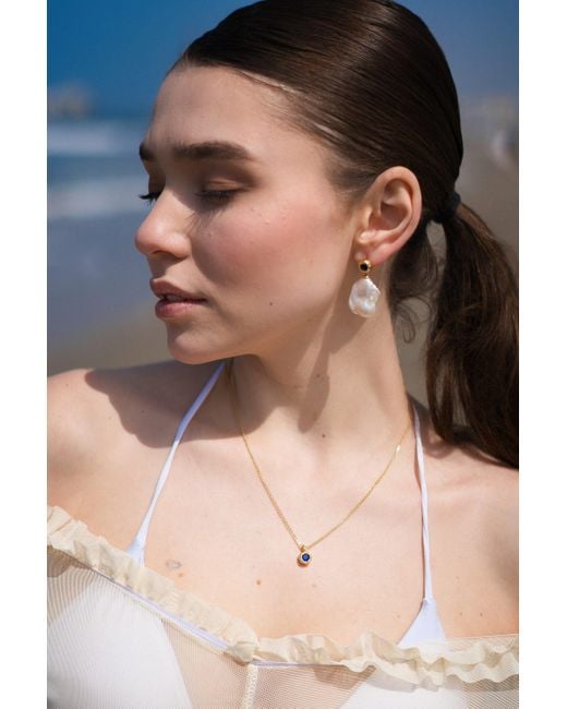 Classicharms Metallic Skyler Molten Mini Solitaire Aquamarine Pendant Necklace