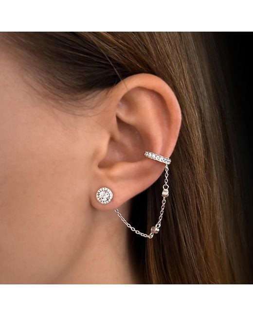 SALLY SKOUFIS Metallic Aliven Stud & Earcuff Set With Made Diamonds