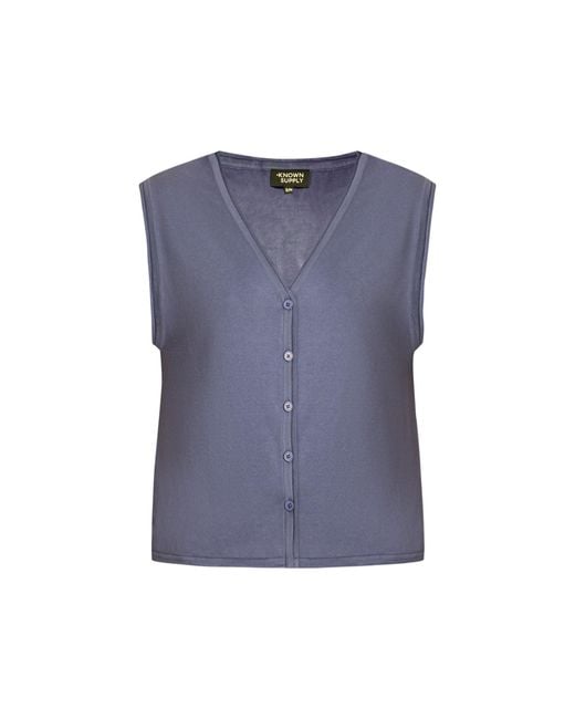 Known Supply Blue Button Up Sweater Vest