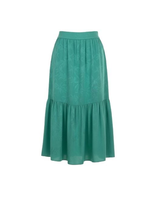 Conquista Green Emerald Tiered Midi Skirt