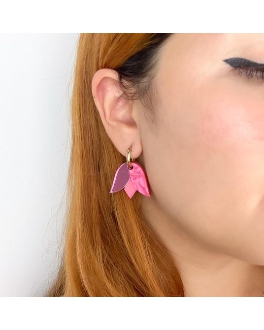 By Chavelli Pink Tulip Earrings