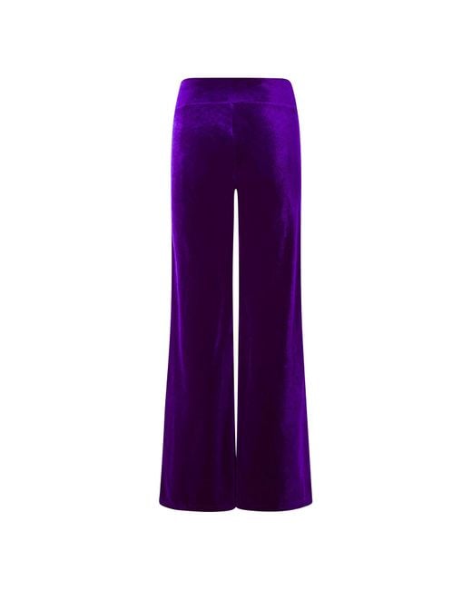 Beatrice von Tresckow Purple Velvet Wide Flare Trousers