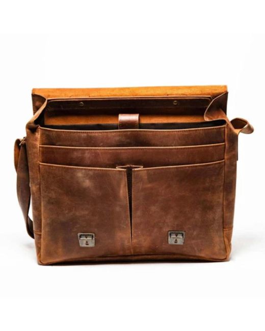 Hides Leather Co. Brown Handmade Leather Messenger Bag, Travel Laptop Briefcase for men