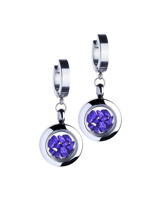 My Little Nature Purple Dangle Earrings With Natural Stones- Designer Jewelry Huggie Earrings