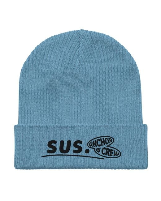 Anchor and Crew Blue Light Sus Gen. Organic Cotton Embroidered Beanie for men