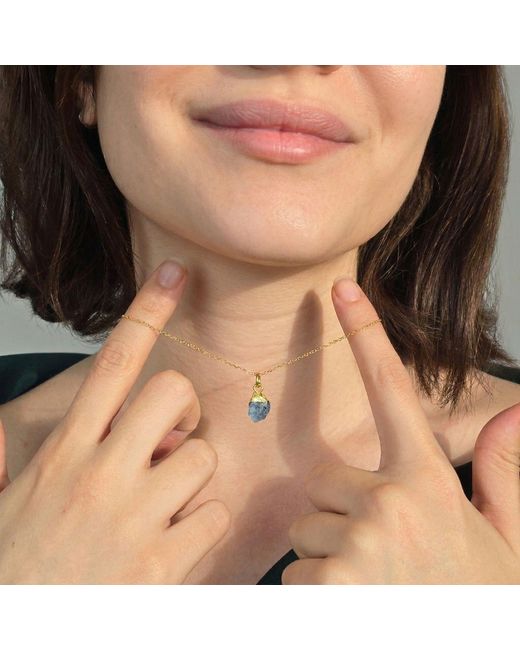 Harfi Metallic Raw Sapphire September Birthstone Plated Necklace