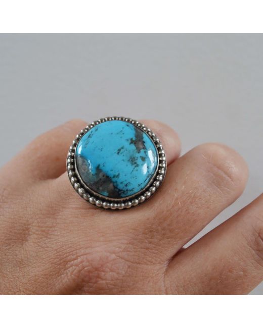 Glamrocks Jewelry Blue Arizona Kingman Sterling Ring
