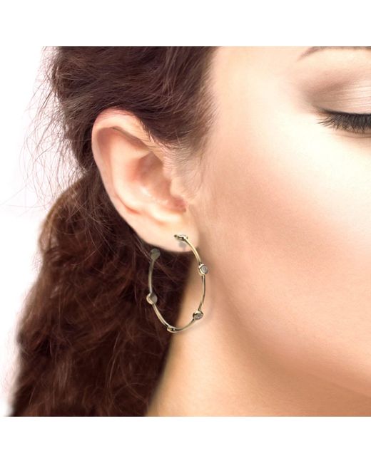 The Jewellery Store London Metallic Open Hoop Earrings With Moonstones