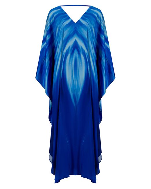Belyed Handcraft Blue Siren – Chic & Elegant Silk Printed Kaftan By Belyed