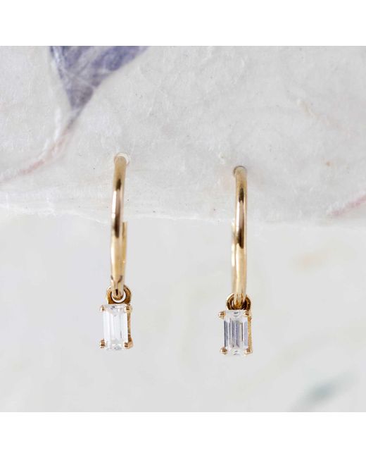 Lee Renee Metallic Baguette Clicker Hoop Earrings