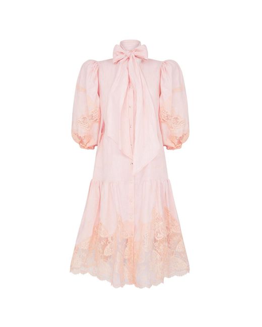 Lisa The Label Pink Le Jardin Papillon Bow Shirt Dress