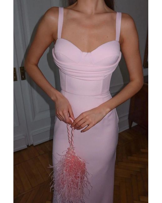 POST MERIDIEM Pink Maxi Dress With Gathered Bodice