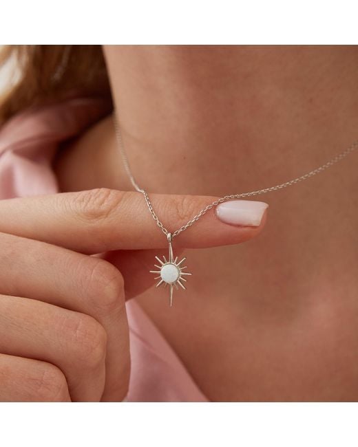 Spero London Metallic Opal Northernstar Sterling Pendant Necklace