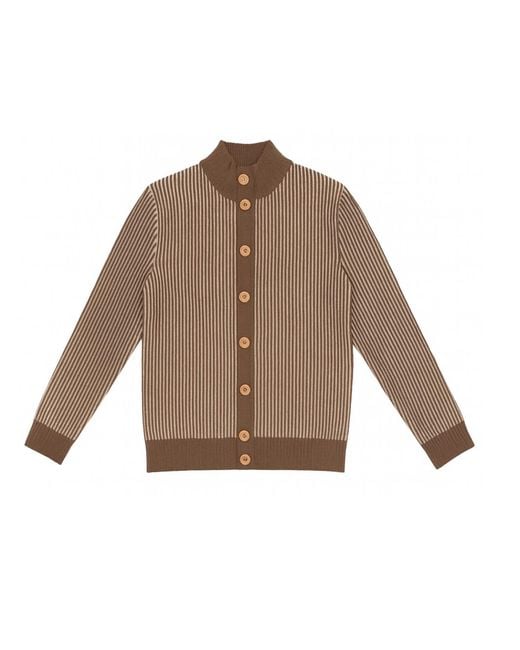 Nuvv Collection Brown Striped Milano-Stitch Cardigan – Premium Italian Wool Blend for men