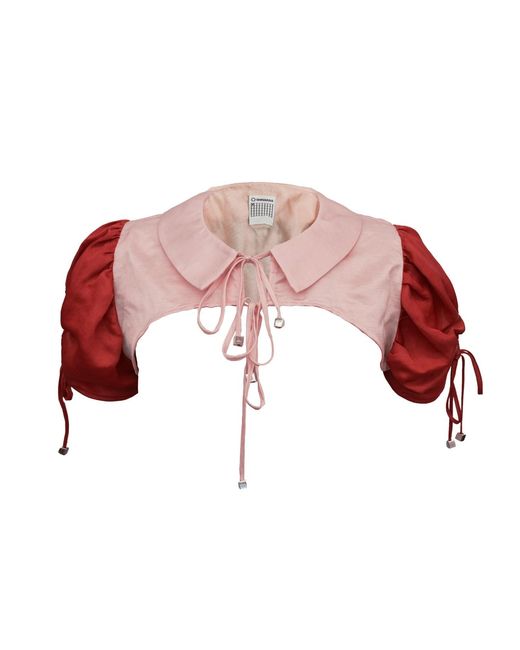 Shinaraa Red Bubble Sleeve Crop Bolero Jacket