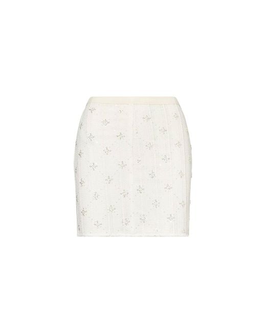 Amy Lynn White Neutrals Lucia Cream Crochet Embellished Mini Skirt