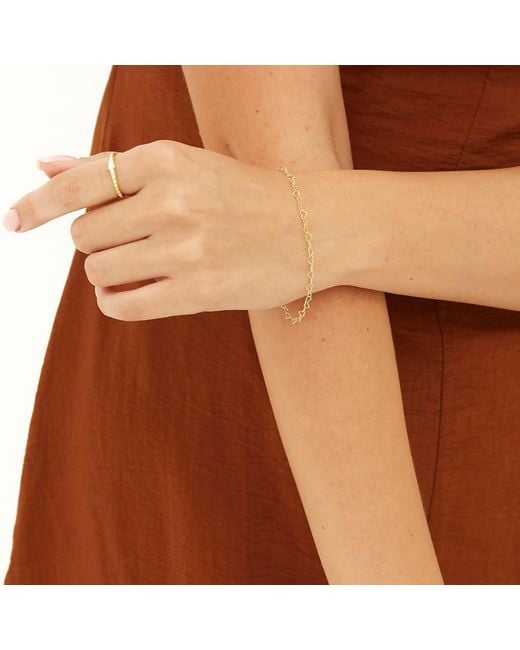 Spero London Metallic Love Heart Sterling Chain Bracelet