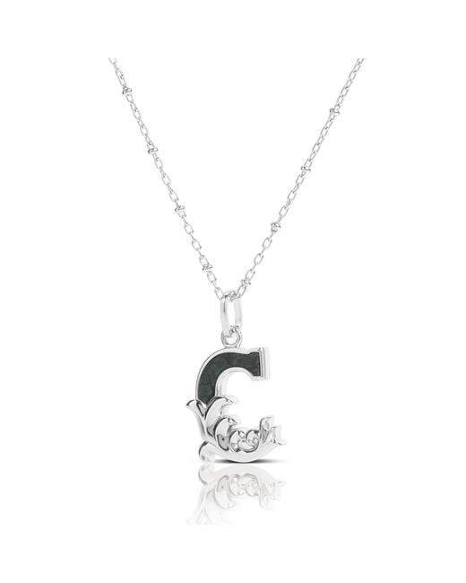 Kasun Metallic Solid C Initial Necklace With Marble