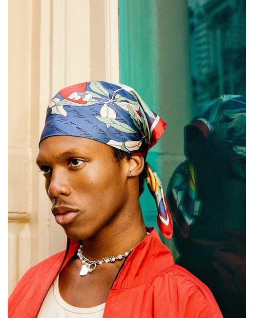 Lost Pattern Blue El Amor Silk Bandana