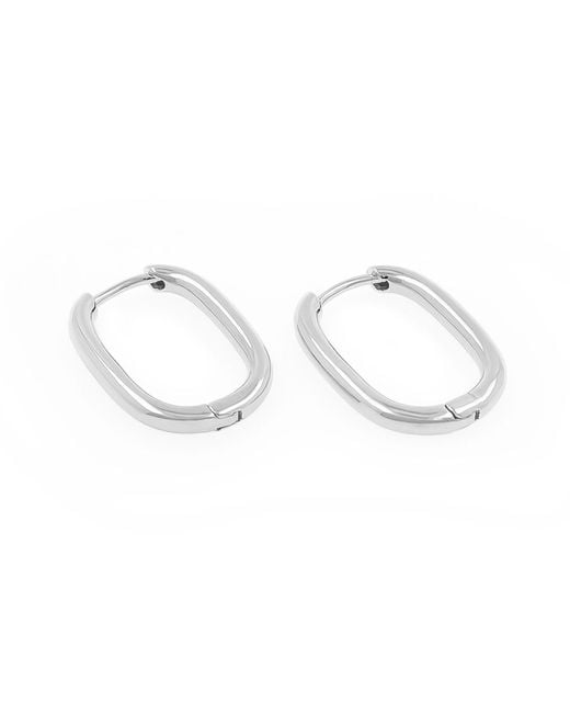 Cote Cache Metallic Oval Link Huggie Hoop Earrings