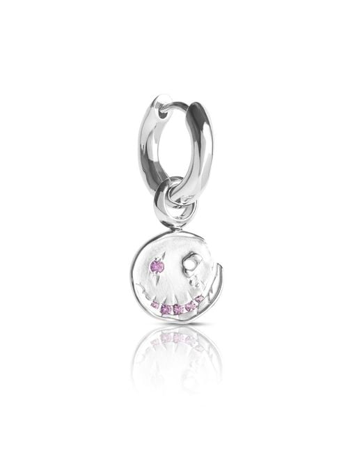 Kasun White Smile Hoop Earrings – February – Amethyst –