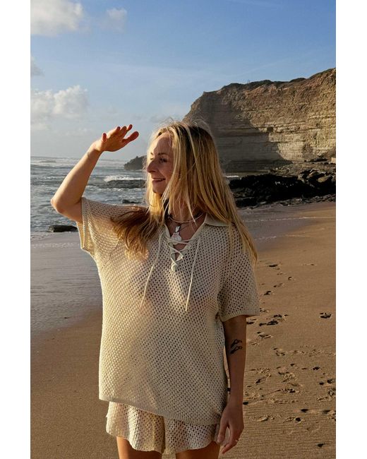 SALANIDA Natural Neutrals Coco Polo Lace Shirt Cream
