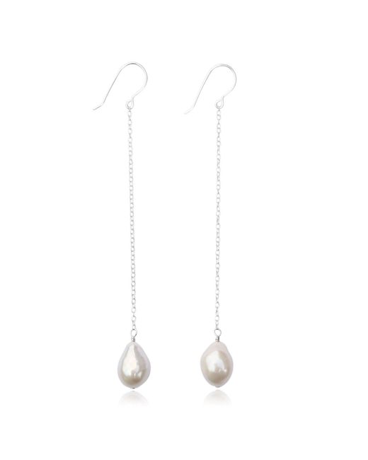 Kiri & Belle White Alina Long Chain Pearl Sterling Earrings
