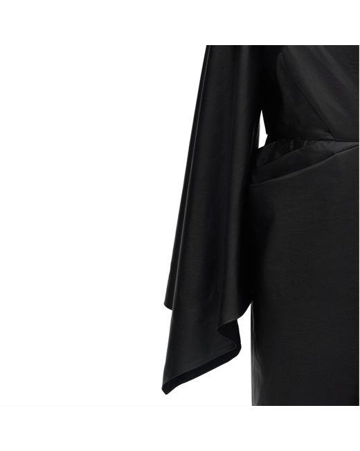 Julia Allert Black Designer Soft Faux Leather Midi Dress