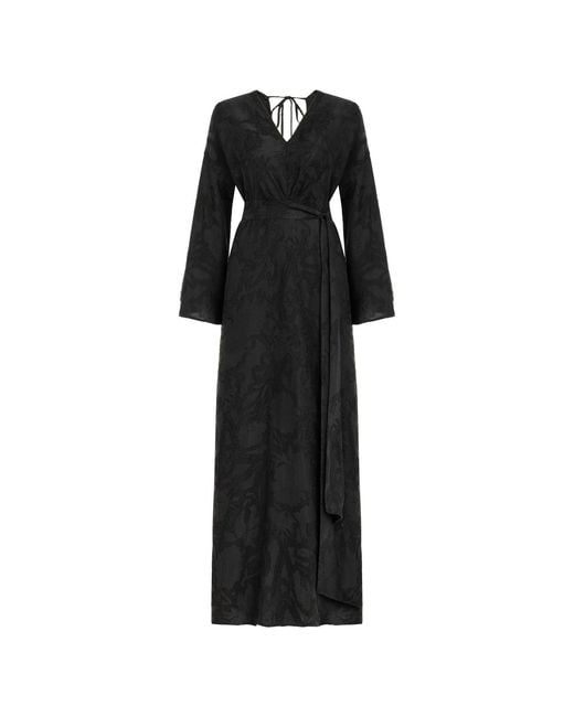 Lilamie Black Larissa Loose Fit V Neckline Long Summer Dress
